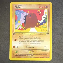 Diglett Pokemon Card 40 HP 52/82 Team Rocket Unlimited Regular - Image 1
