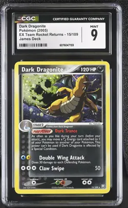 CGC 9 MINT Dark Dragonite 2005 EX Team Rocket Returns 15/109 Holo Pokemon Card - Image 1