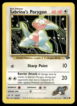 Pokemon Cards Sabrina's Porygon 98/132 Unlimited Gym Challenge WOTC Common NM - Image 1