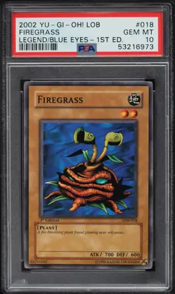 YUGIOH LEGEND OF BLUE EYES 1ST ED LOB-018 FIREGRASS PSA 10 GEM MINT #53216973 - Image 2