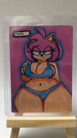 Magic MTG Altered Painted Island Land Amy Rose Sonic the Hedgehog - Image 2