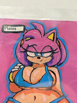 Magic MTG Altered Painted Island Land Amy Rose Sonic the Hedgehog - Image 4