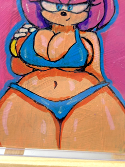 Magic MTG Altered Painted Island Land Amy Rose Sonic the Hedgehog - Image 5