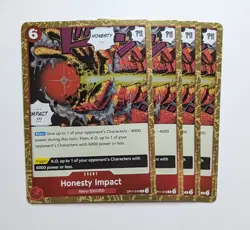 4 x Honesty Impact OP11-018 Holo Foil Rare One Piece TCG Card Game Playset NM - Image 1