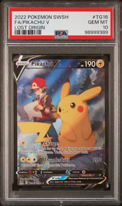 PIKACHU V Pokemon Sword Shield Lost Origin Trainer Gallery #TG16 Full Art PSA 10 - Image 1