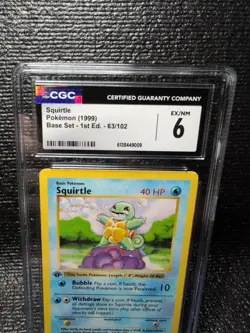 1999 Pokemon TCG Base Set FIRST EDITION Squirtle 63/102 Vintage CGC 6 - Image 2