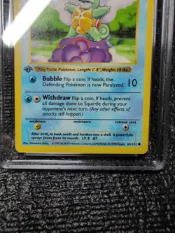 1999 Pokemon TCG Base Set FIRST EDITION Squirtle 63/102 Vintage CGC 6 - Image 3