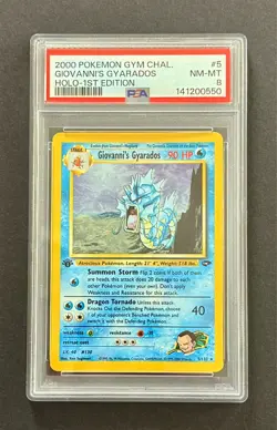 2000 Pokemon Gym Challenge #5 Giovanni's Gyarados Holo 1st Edition PSA 8 - Image 1