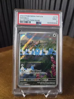 Pokemon TCG Swablu 213/182 SV04 Paradox Rift Illustration Rare Holo PSA 9 - Image 1
