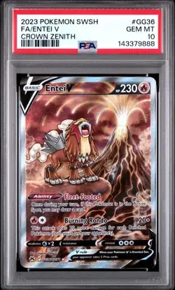 PSA 10 Entei V GG36/GG70 Pokemon Crown Zenith Galarian Gallery - Image 1