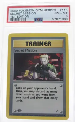 PSA 8 NEAR MINT MINT 2000 Pokemon Gym Heroes #118 Secret Mission 1st Edition !!! - Image 1