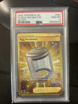 2022 PSA 10 Full Art Egg Incubator 087 Secret Rare Gold Pokemon Go TCG SWSH O - Image 1