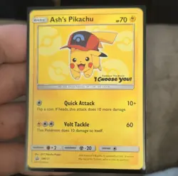 Pokemon TCG Ash's Pikachu Promo SM Promo SM111 Regular 2017 Basic 70 HP - Image 1