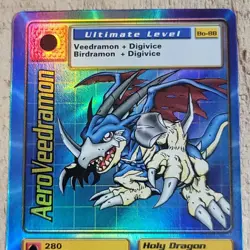 NM-M AeroVeedramon Bo-88 Holo Foil Vintage 1999 Bandai Digimon Trading Card - Image 1
