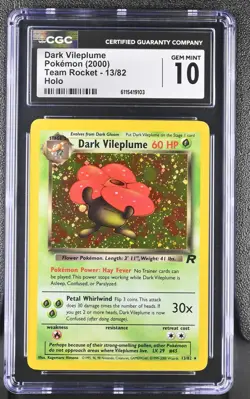 CGC 10 GEM MINT Dark Vileplume 2000 Team Rocket 13/82 Holo Pokemon Card - Image 1