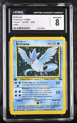 CGC 85 Articuno 2/62 1999 Fossil 1st Edition Holo Rare Pokemon Card - Image 1