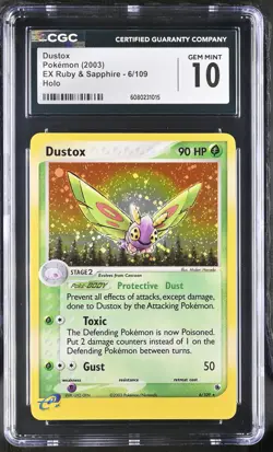 CGC 10 GEM MINT Dustox 2003 EX Ruby & Sapphire 6/109 Holo Pokemon Card - Image 1