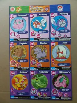 POKEMON 1ST MOVIE CARDS 1999 BURGER KING #20 MASTER TRAINER SET UNCUT SHEET9CARD - Image 1
