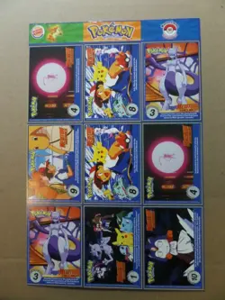 POKEMON 1ST MOVIE CARDS 1999 BURGER KING #20 MASTER TRAINER SET UNCUT SHEET9CARD - Image 2