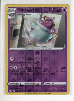 POLTEAGEIST SWORD & SHIELD SET RARE REVERSE-HOLO FOIL POKEMON CARD 090/202 NM/M - Image 1