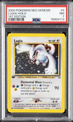 2000 POKEMON NEO GENESIS 1ST ED #9 LUGIA-HOLO PSA 7 - Image 1