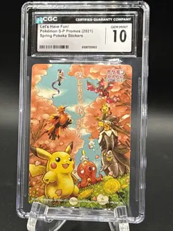 2021 POKEMON S-P PROMOS SPRING POKEKA STICKERS LET'S HAVE FUN! CGC 10 GEM MINT - Image 1