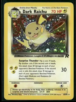 Dark Raichu #83/82 Team Rocket Pokemon (1E) - Image 1