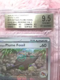 POKEMON ANTIQUE PLUME FOSSIL #079 BGS 9.5 GEM MINT POKE BALL REVERSE HOLO PSA 10 - Image 1