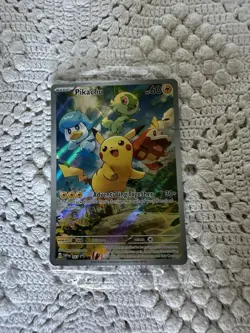 Pokemon TCG - Pikachu 027 Paldea Evolved - Black Star Promo Full Art Holo - NM - Image 1