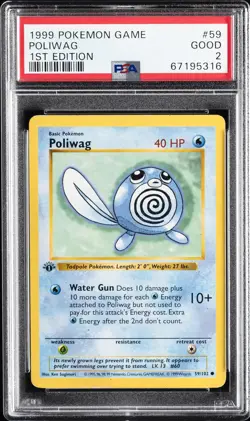 1999 POKEMON GAME 1ST ED #59 POLIWAG PSA 2 - Image 1