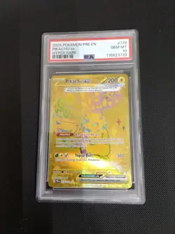 2025 POKEMON PRE EN #179 PIKACHU EX HYPER RARE PSA GEM MT 10 - Image 1