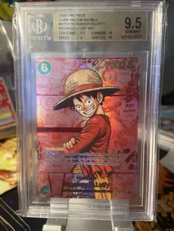 Monkey D. Luffy OP13-118 RED MANGA SUPER RARE Carrying On His Will BGS 9.5 - Image 2