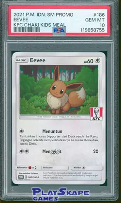 Pokemon Card PSA 10 Eevee KFC Kids Meal Promo 186/SM-P Indonesian Stamp 2020 #2 - Image 1