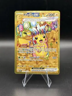 Pokemon TCG SV08 Surging Sparks Pikachu EX Hyper Rare Gold Holo Card 247/191 - Image 1