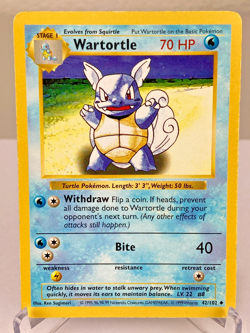 Wartortle 042/102 Base Set Shadowless WOTC Pokemon Card - Moderately Played - Image 1