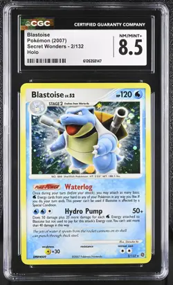 CGC 8.5 Blastoise 2007 Secret Wonders 2/132 Holo Pokemon Card - Image 1