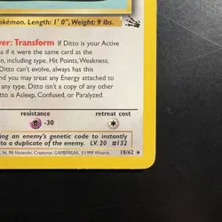 Pokemon Vintage Ditto Card Non Holo Rare 18/62 Fossil 1999 WOTC - Image 4