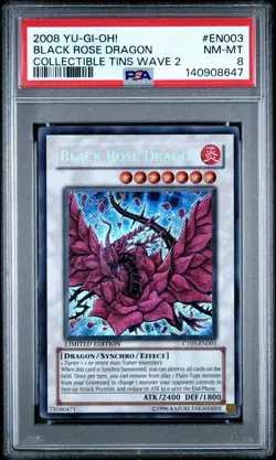 2008 Yu-Gi-Oh! Black Rose Dragon CT05 Limited Edition Secret Rare PSA 8 - Image 1