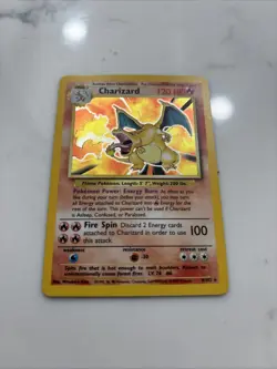 Pokemon TCG Charizard Base Set Holo Unlimited Rare Card 4/102 1995 Damaged - Image 2