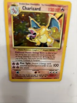 Pokemon TCG Charizard Base Set Holo Unlimited Rare Card 4/102 1995 Damaged - Image 3