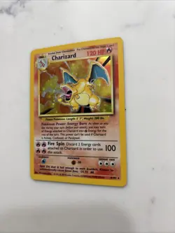 Pokemon TCG Charizard Base Set Holo Unlimited Rare Card 4/102 1995 Damaged - Image 4