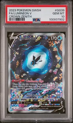 Pokemon TCG Lumineon V GG39/GG70 Crown Zenith PSA 10 Card Graded Full Art - Image 1