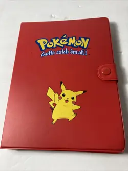 Vintage 1999 Pokemon Pikachu Red Binder TCG Album Snap 30 Page Card Holder EMPTY - Image 1