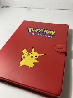 Vintage 1999 Pokemon Pikachu Red Binder TCG Album Snap 30 Page Card Holder EMPTY - Image 2