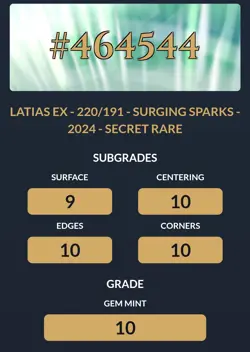 Pokemon Card - Latias ex 220/191 - Surging Sparks - ACE GEM MINT 10 - {509} - Image 3