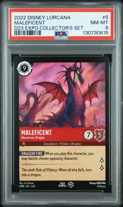2022 DISNEY LORCANA PROMO #5 MALEFICENT - MONSTROUS DRAGON PSA 8 - Image 1