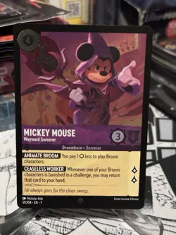 Disney Lorcana Mickey Mouse Wayward Sorcerer Foil Card 51/204 English - Image 2