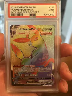 Pokemon TCG Umbreon VMAX Holo Secret Rare Card Evolving Skies 214/203 PSA 9 - Image 1