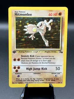 #2 1st Edition Hitmonlee 7/62 Fossil 1999 Holo Rare WOTC Pokemon Card TCG LP - Image 1