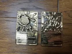 Burger King Pokemon (x2) Gold Metal Cards, Mewtwo, Poliwhirl 1999 - Image 2